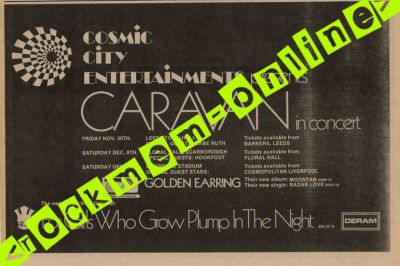 Golden Earring ad for December 15, 1973 Liverpool - Stadium